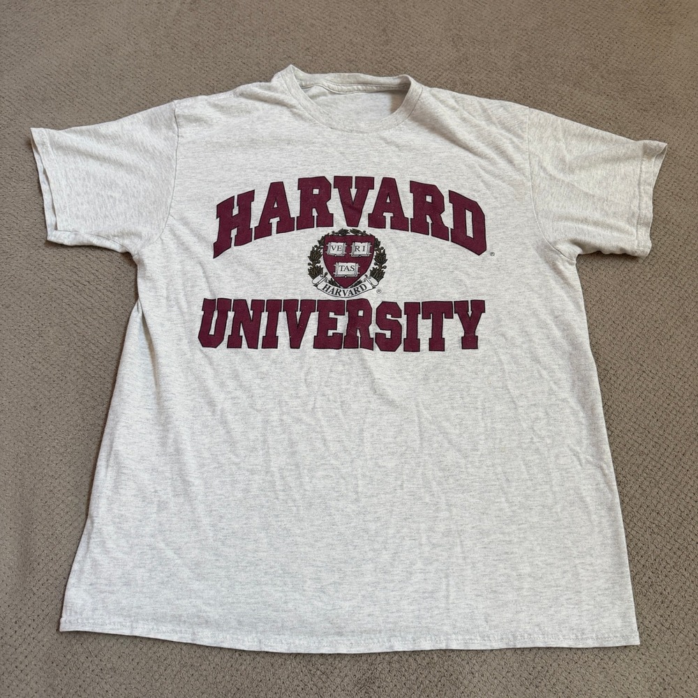 Vintage 1990s Harvard University Crest Graphic T-Shirt Grey Large